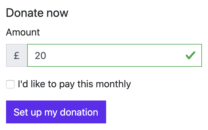 Example of a donation form